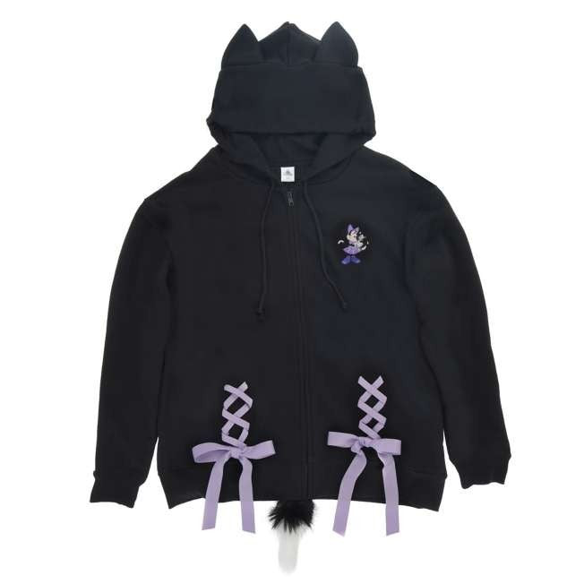 Japan Tokyo Disney Store Long-Sleeve Hoodie with Charm CAT MINNIE AND FIGARO