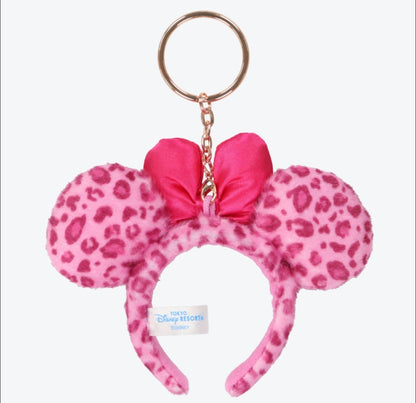 Japan Tokyo Disney Resort Pink Leopard Print Cute Ears Keychain Headband