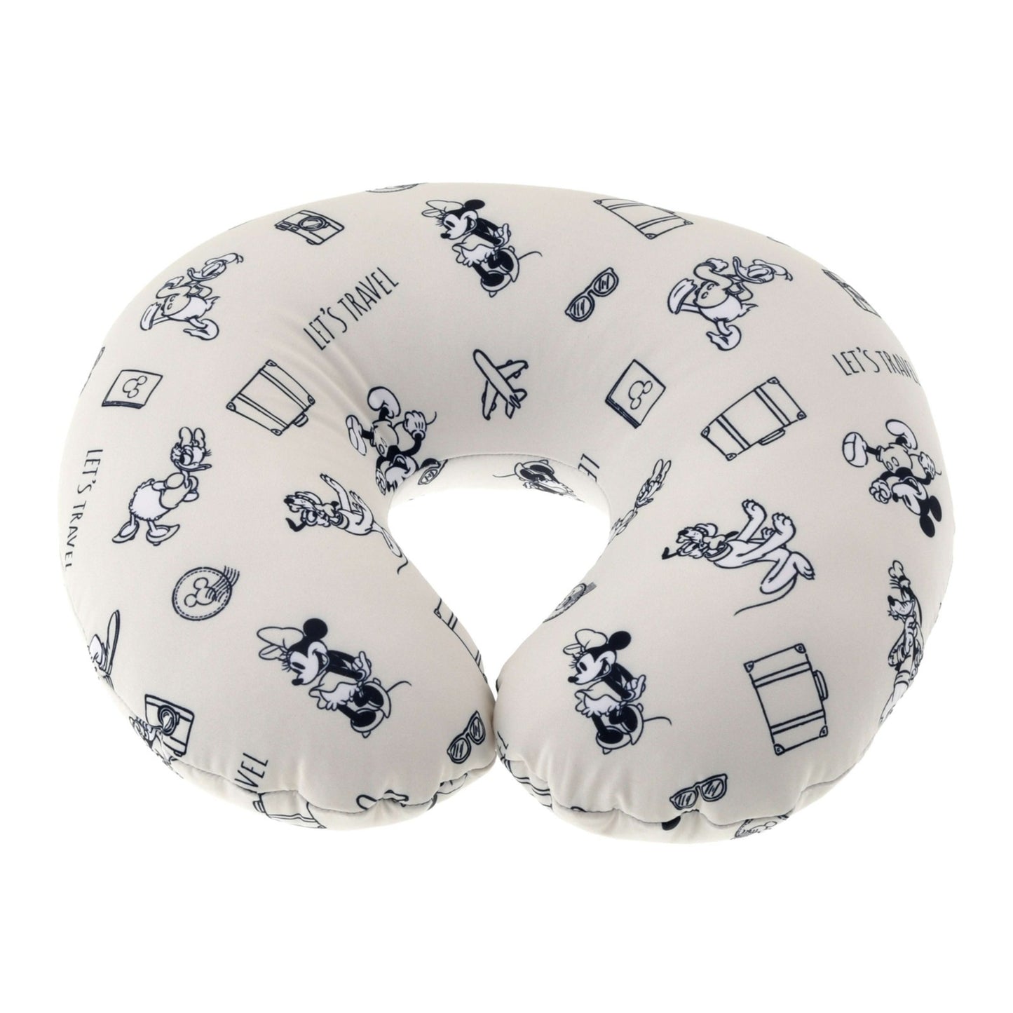 Japan Tokyo Disney Store Mickey & Friends 2-Way Neck Pillow Icon Let's Travel