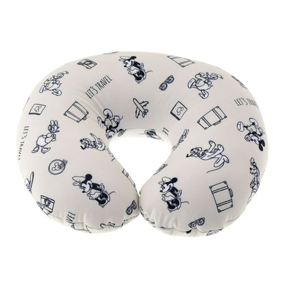 Japan Tokyo Disney Store Mickey & Friends 2-Way Neck Pillow Icon Let's Travel