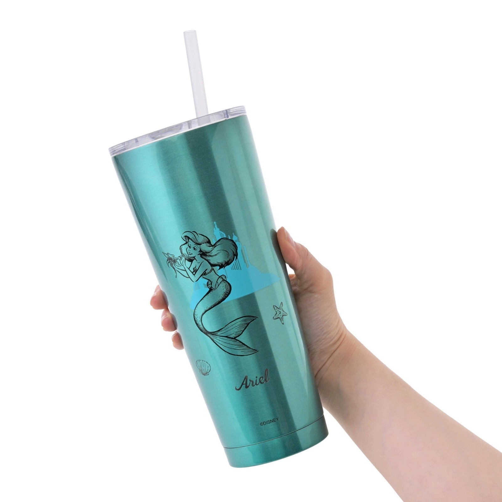 Japan Tokyo Disney Store Ariel Tumbler Stainless Steel with Straw Drinkware