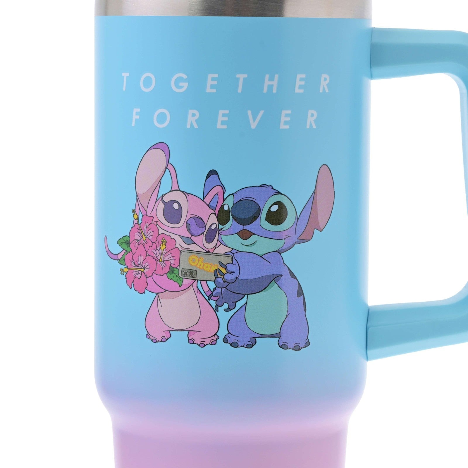 Japan Tokyo Disney Store Stitch & Angel Stainless Steel Tumbler with Straw