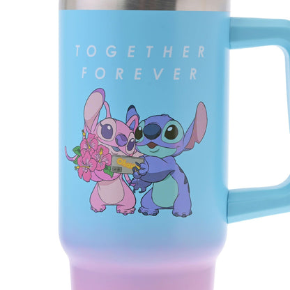Japan Tokyo Disney Store Stitch & Angel Stainless Steel Tumbler with Straw
