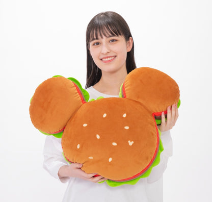 Japan Tokyo Disney Resort Cushion Mickey's Hamburger hood fluffy  New