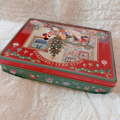 Japan Tokyo Disney Confectionery Tin Can Mickey & Minnie Christmas