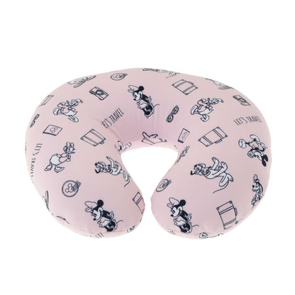 Japan Tokyo Disney Store Mickey & Friends 2-Way Neck Pillow Ribbon Let's Travel
