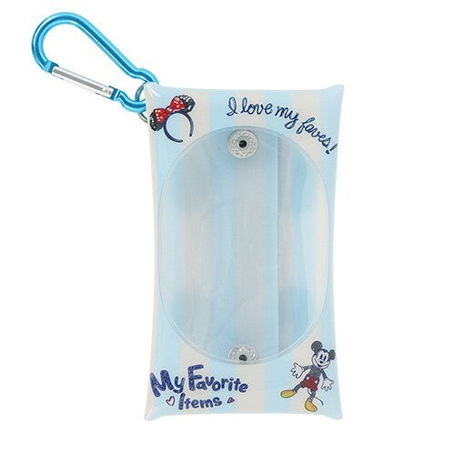 Japan Tokyo Disney Resort Carabiner with case blue white striped pattern