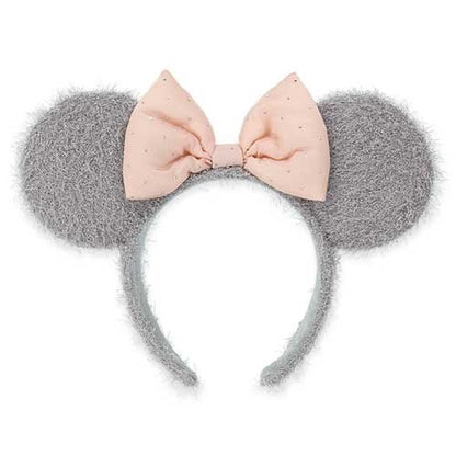 Japan Tokyo Disney Resort Minnie Headband Ribbon Fluffy Gray