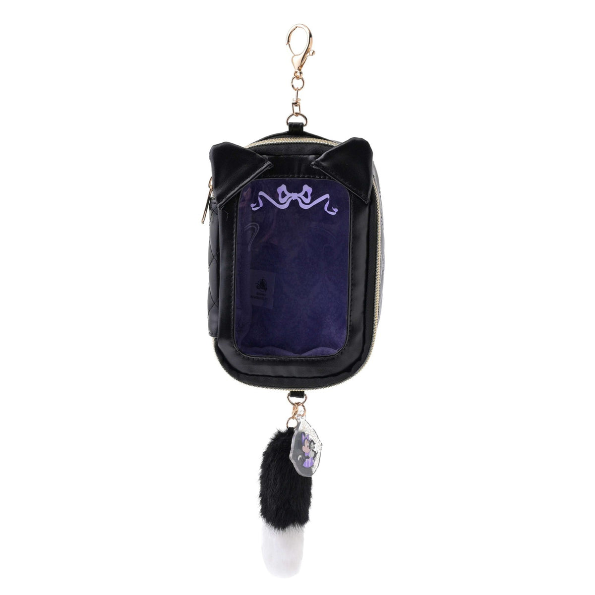 Japan Tokyo Disney Store Pouch Keychain Clear Window Charm CAT MINNIE AND FIGARO