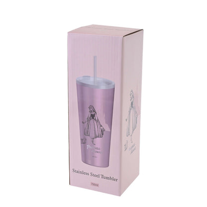 Japan Tokyo Disney Store Aurora Tumbler Stainless Steel with Straw Drinkware