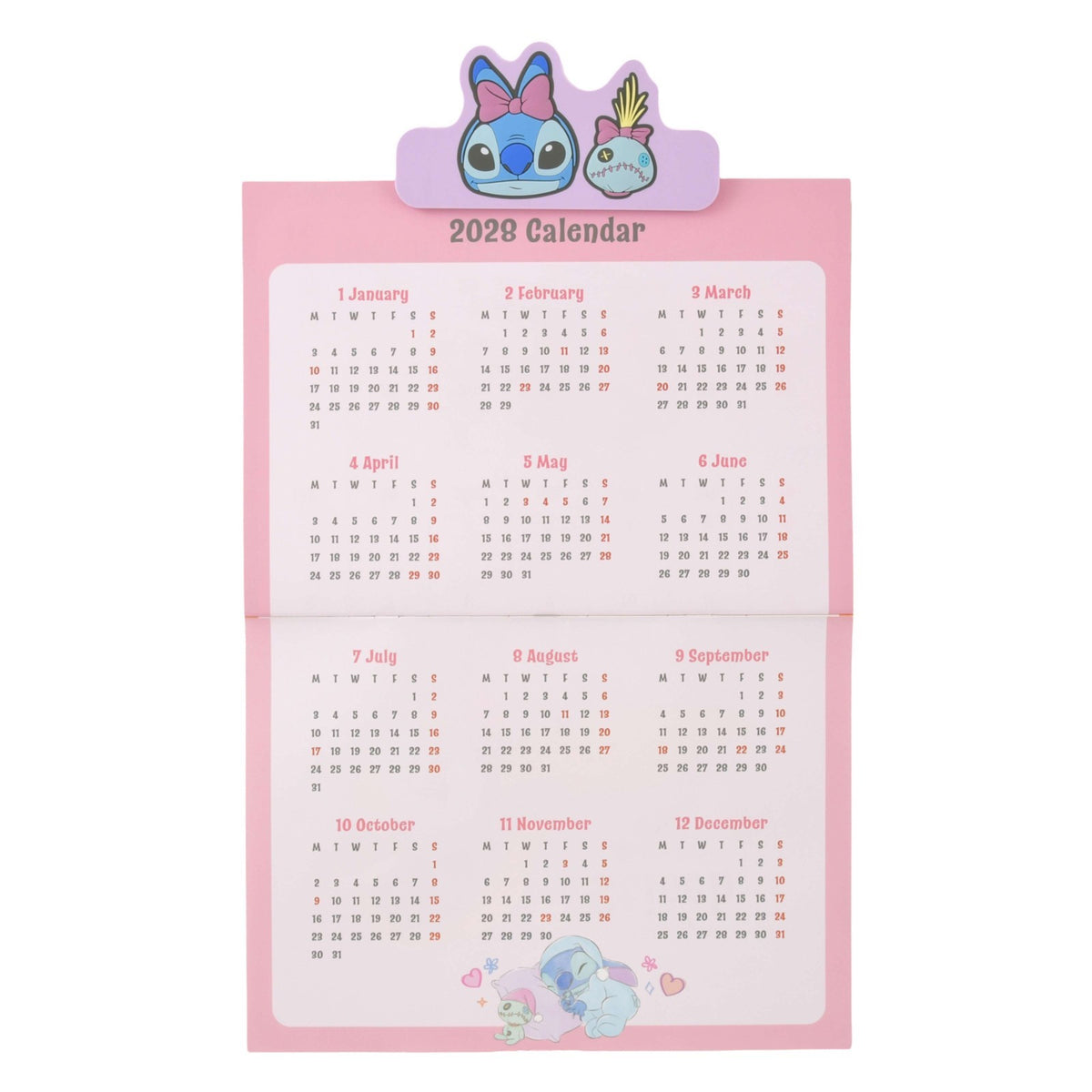 Japan Tokyo Disney Store Stitch Scrump Wall CALENDAR & ORGANIZER 2027 with Clip