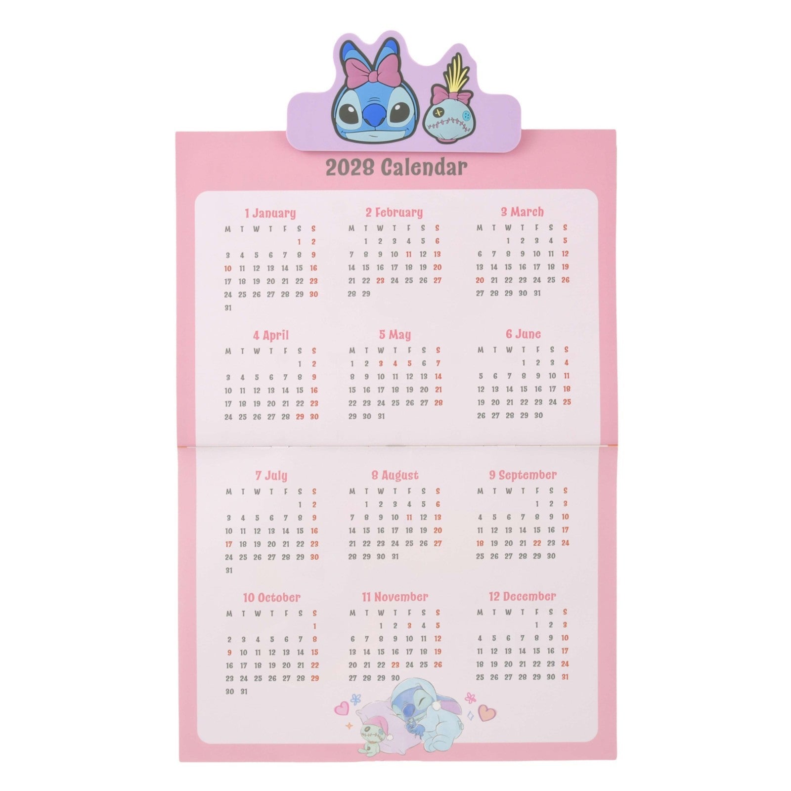 Japan Tokyo Disney Store Stitch Scrump Wall CALENDAR & ORGANIZER 2027 with Clip