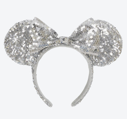 Japan Tokyo Disney Resort Ears HeadBand Hat Minnie Silver sequins shine