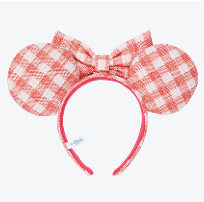 Japan Tokyo Disney Resort Minnie Ears Cap Headband Gingham check RED