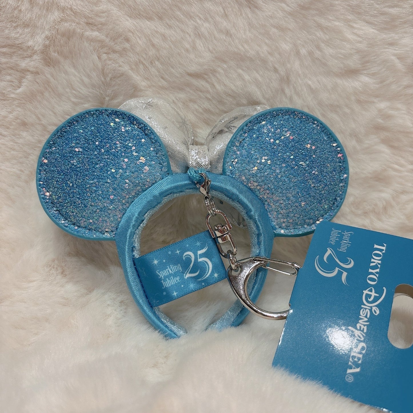 Japan Tokyo Disney Resort Sea 25th Sparkling Jubilee Ears Headband Keychain