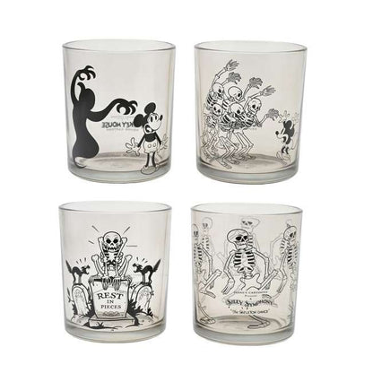 Japan Tokyo Disney Store Mickey Glass Set The Skeleton Dance Haunted House