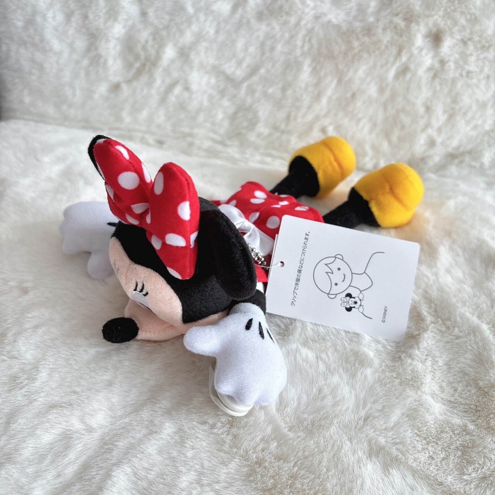Japan Tokyo Disney Resort Minnie Mouse Sticky Plush Shoulder clip Keychain