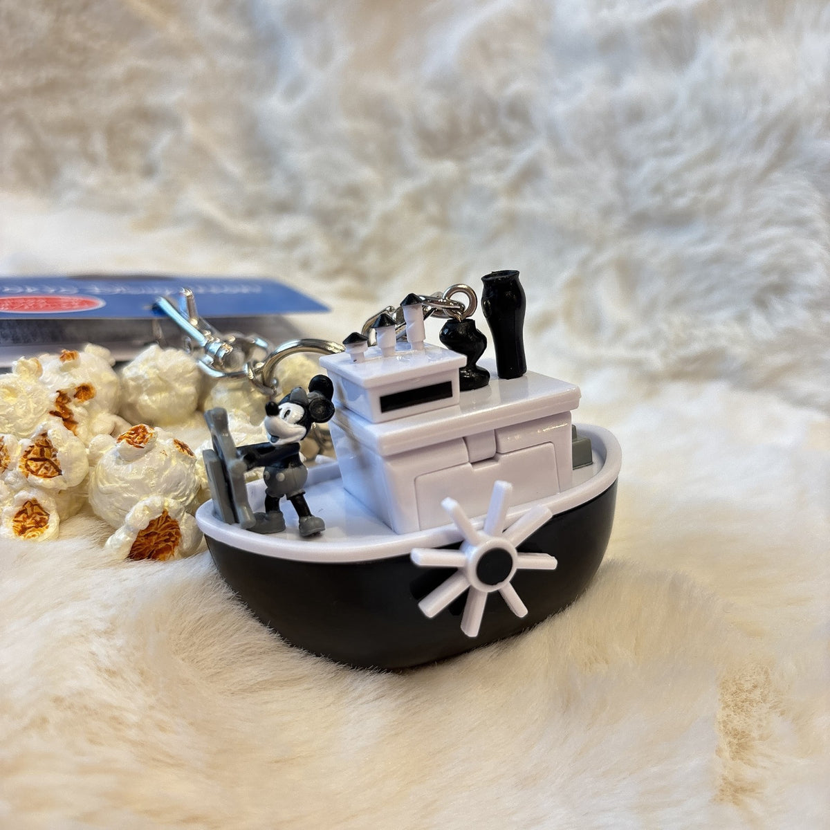Japan Tokyo Disney Resort Popcorn Bucket Keychain Steamboat Willie Mickey