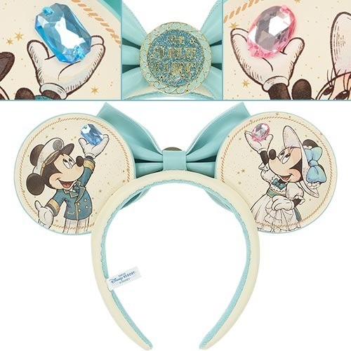 Japan Tokyo Disney Resort Mickey Minnie Headband Sea 25th Ears Cap Ribbon