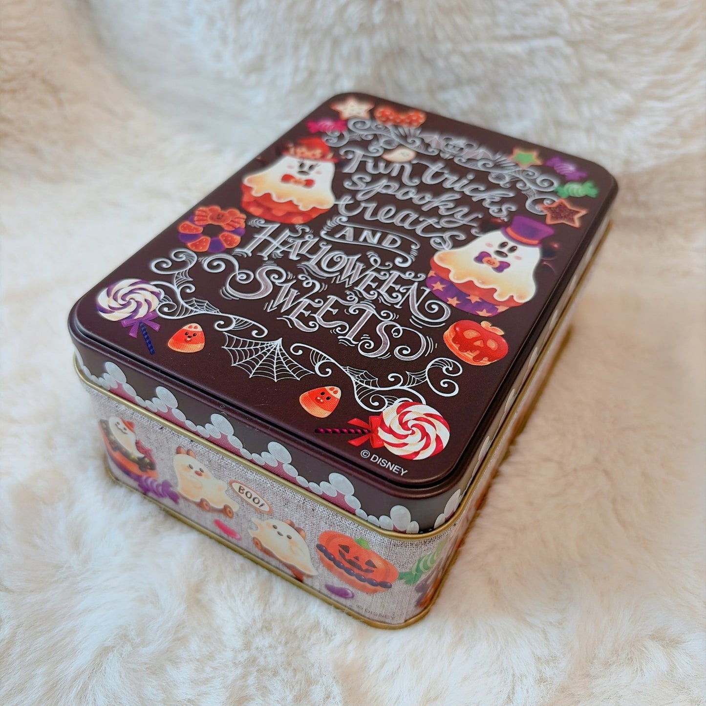 Japan Tokyo Disney Resort Candy Tin Can Halloween Mickey Minnie & Ghost