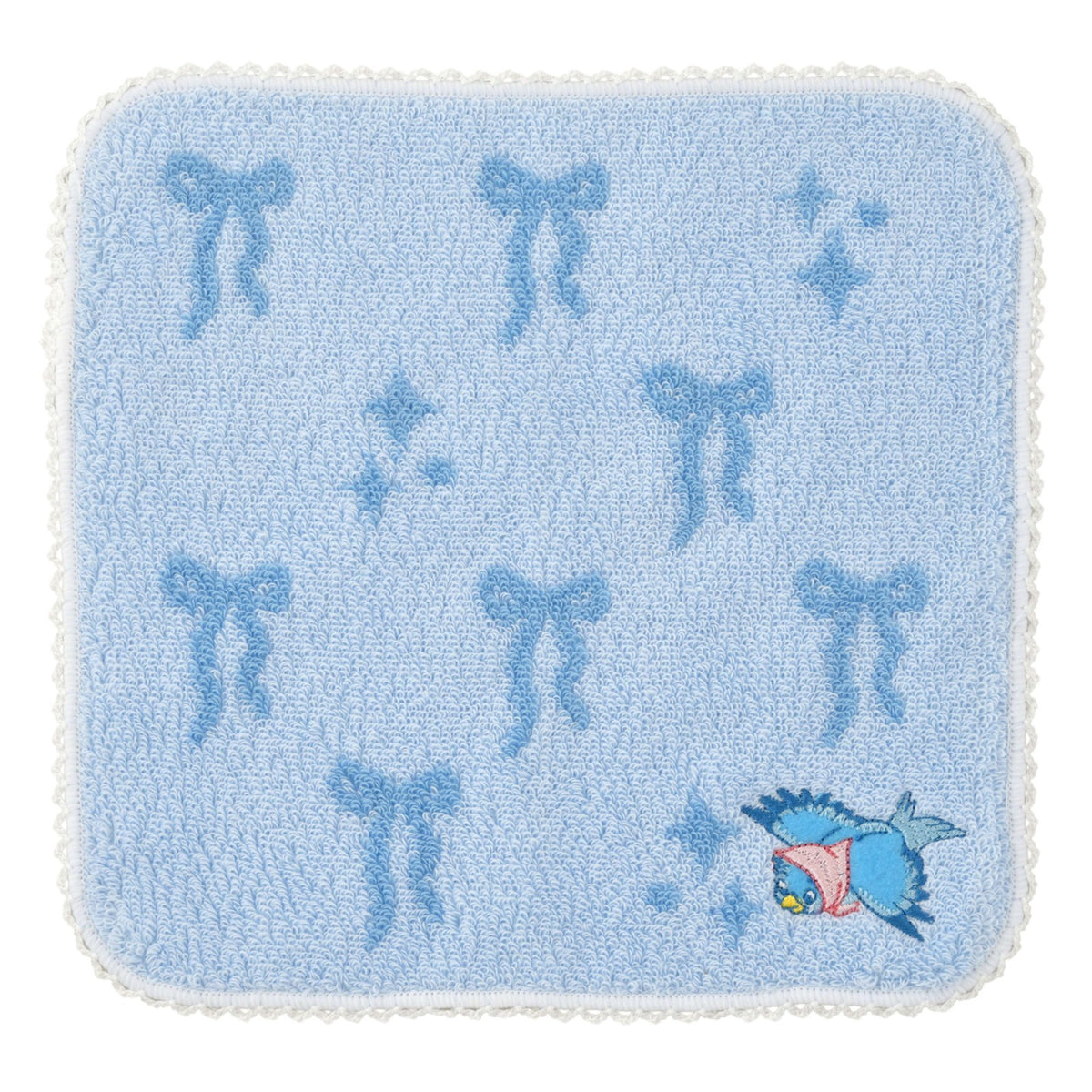 Japan Tokyo Disney Store Blue Bird Mini Towel Cinderella Picot Lace