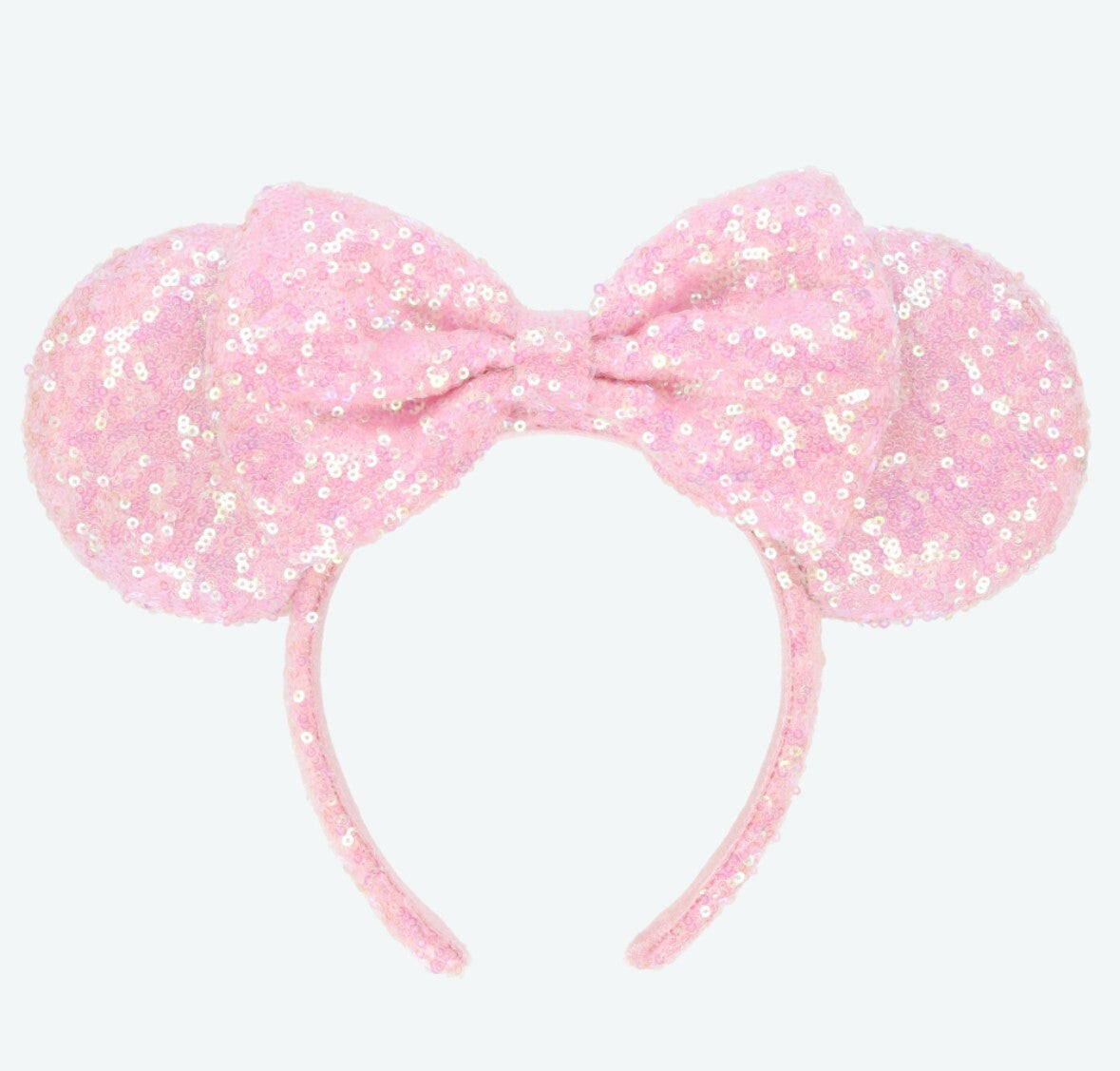 Japan Tokyo Disney Resort Ears HeadBand Hat Cap Spangle Light Pink Ribbon Minnie