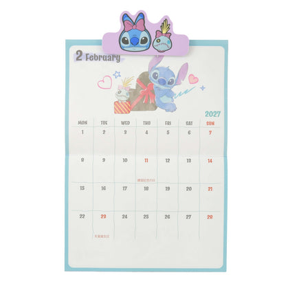 Japan Tokyo Disney Store Stitch Scrump Wall CALENDAR & ORGANIZER 2027 with Clip