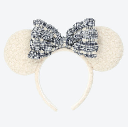 Japan Tokyo Disney Resort Minnie Mouse Ears Headband Free Ribbon Boa Blue 2025