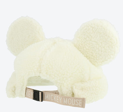 Japan Tokyo Disney Resort Ears Mickey limited Fluffy Winter Cap Hat White