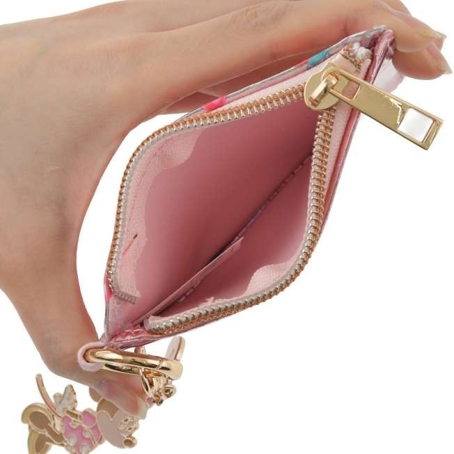 Japan Tokyo Disney Store Minnie Mouse Pass Case with Charm GLOSSY FRUITS