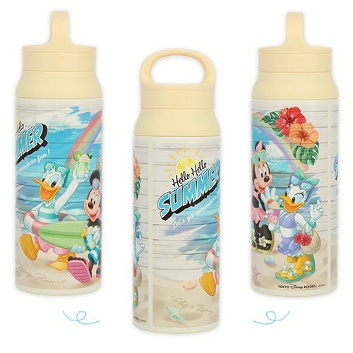 Japan Tokyo Disney Resort Mickey and Minnie Stainless Steel Bottle Hello Summer