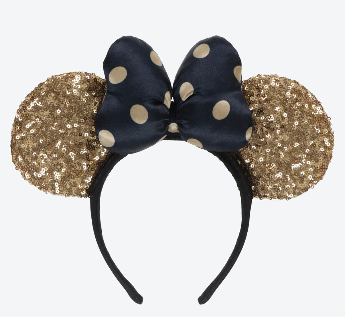 Japan Tokyo Disney Resort Store Ears HeadBand Hat Sequin Gold Dot Pattern