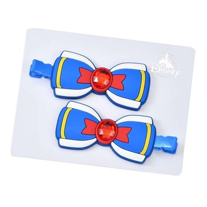 Japan Tokyo Disney Store Donald Hair Clip Set Stones Ribbons MAEGAMI Hair Zakka