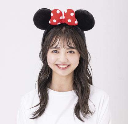 Japan Tokyo Disney Resort Ears Headband fluffy black red ribbon Minnie