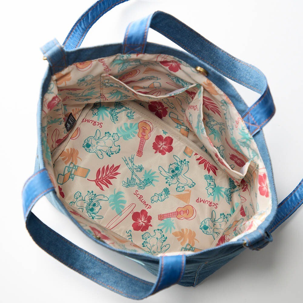 Japan Disney Fantasy Shop Bellemaison Stitch Denim Embroidery 2-way Bag