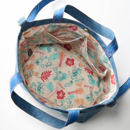 Japan Disney Fantasy Shop Bellemaison Stitch Denim Embroidery 2-way Bag
