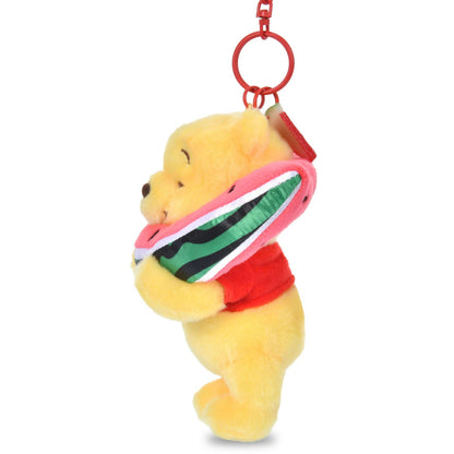 Japan Tokyo Disney Store Winnie the Pooh Plush Toy Keychain "I Love Watermelon"