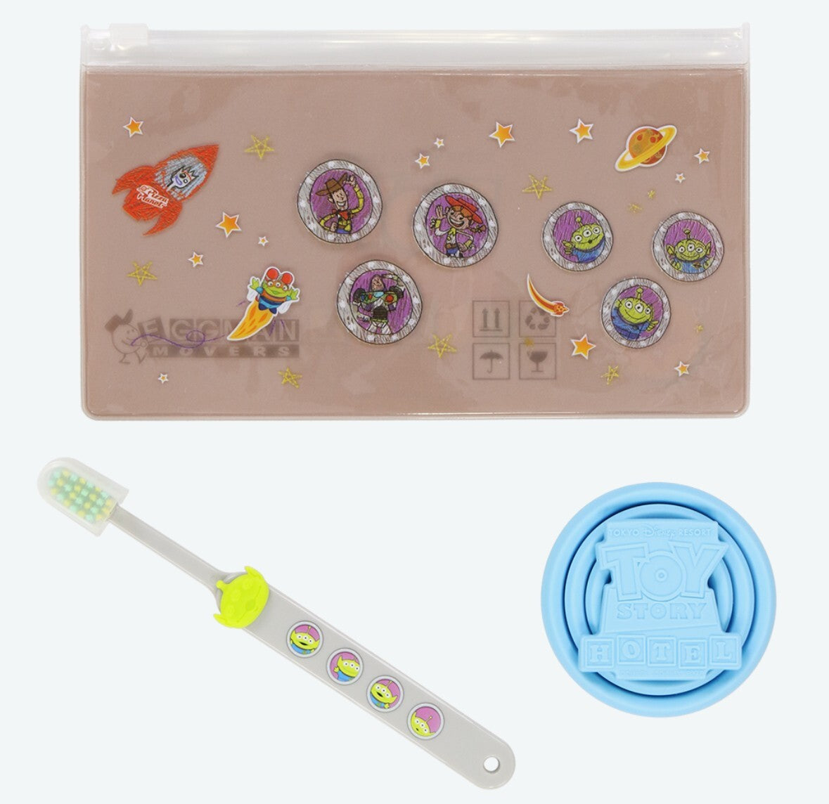 Japan Tokyo Disney Resort Toy Story Toothbrush cup, and pouch included travel