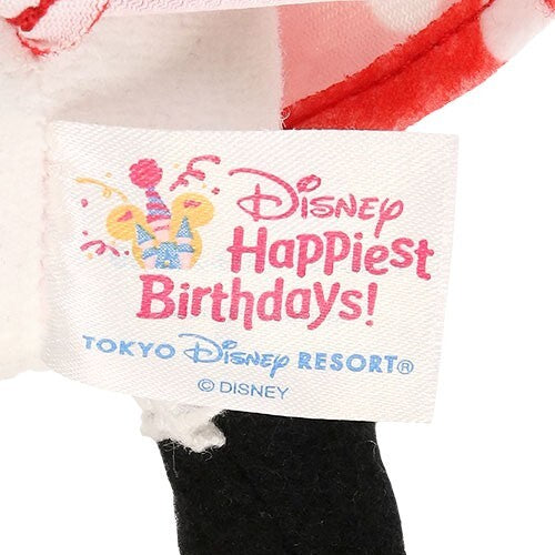 Japan Tokyo Disney Resort Minnie Mouse Plush Toy Badge Happiest Birthday