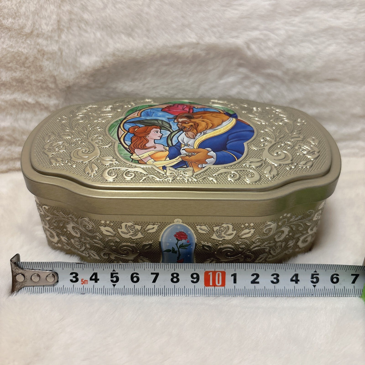 Japan Tokyo Disney Resort Beauty and the Beast Candy Can Gold Rose