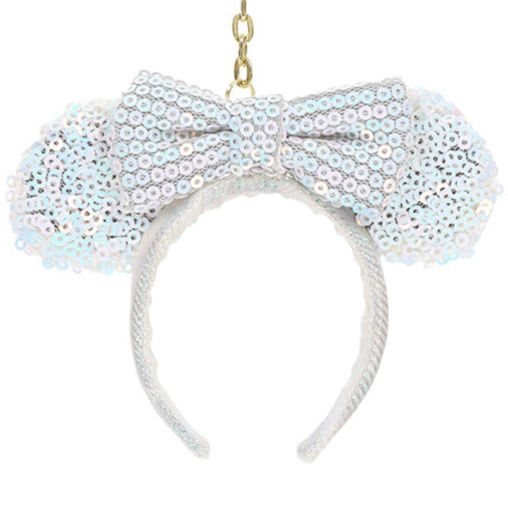 Japan Tokyo Disney Resort White Minnie Sequin Headband Ears nuiMOs Keychain