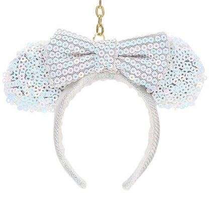Japan Tokyo Disney Resort White Minnie Sequin Headband Ears nuiMOs Keychain