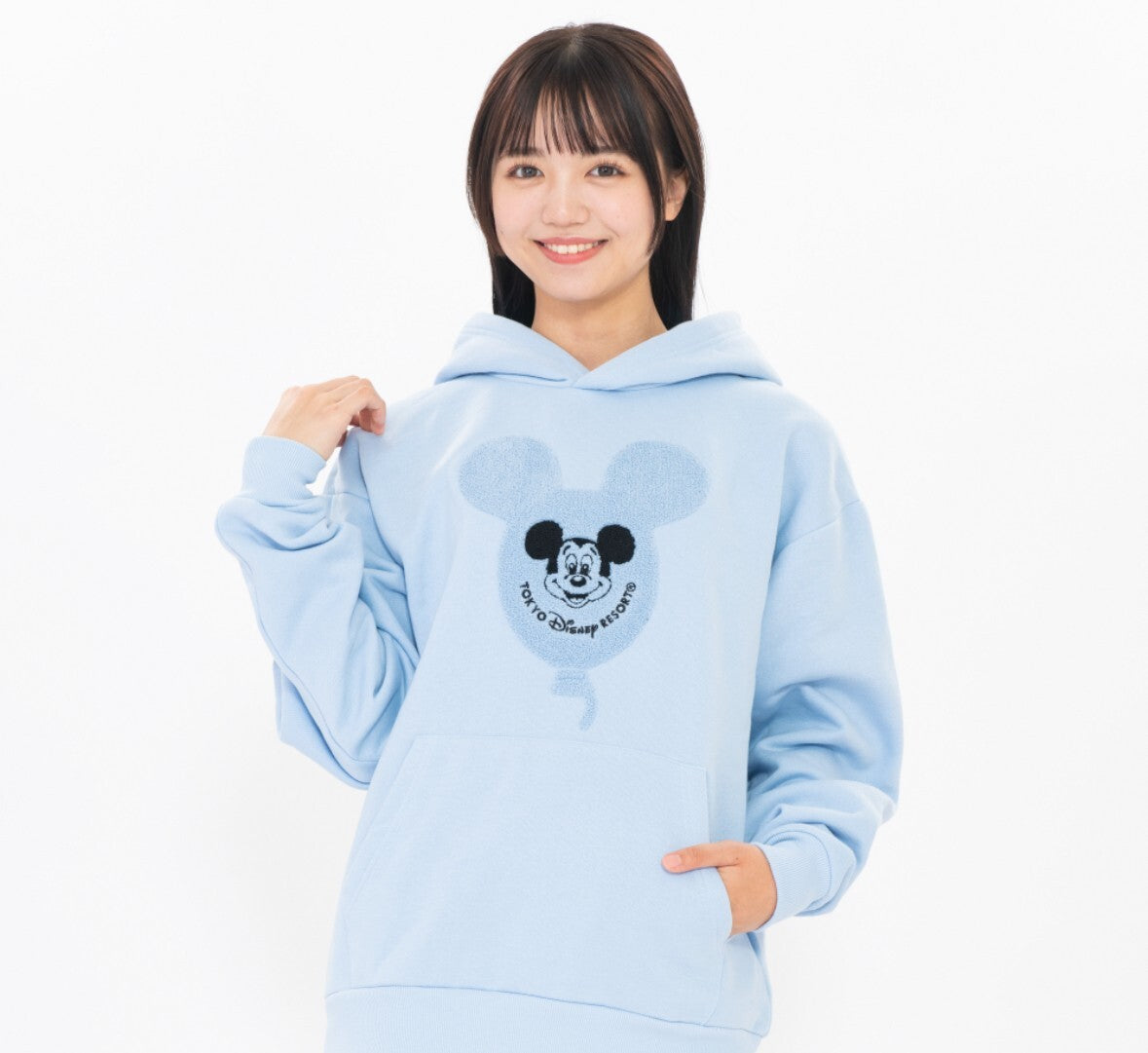 Japan Tokyo Disney Resort Mickey balloon Hoodie Long Sleeve Lined Blue L size