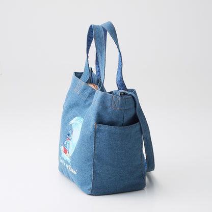Japan Disney Fantasy Shop Bellemaison Stitch Denim Embroidery 2-way Bag