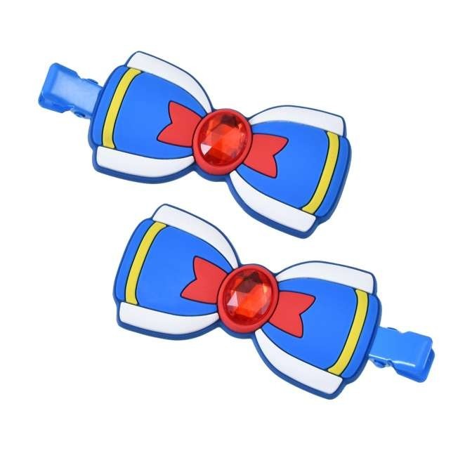 Japan Tokyo Disney Store Donald Hair Clip Set Stones Ribbons MAEGAMI Hair Zakka