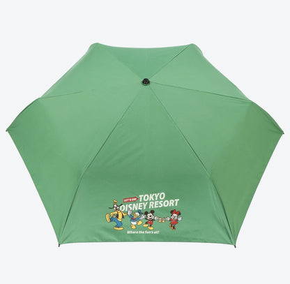 Japan Tokyo Disney Resort Sun and Rain Folding Umbrella Mickey Green