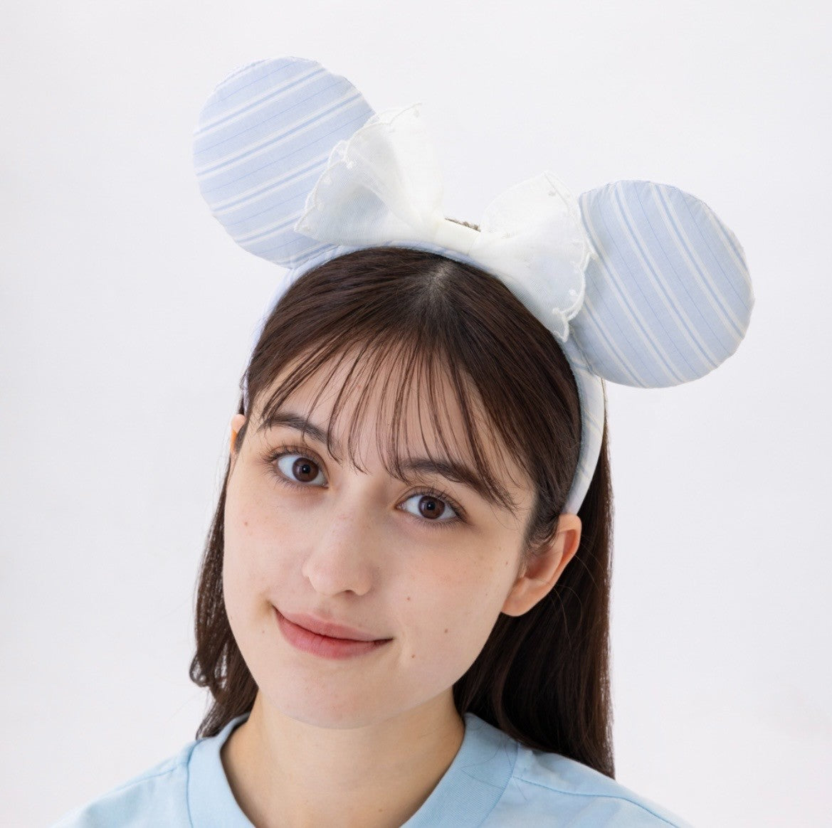 Japan Tokyo Disney Resort Minnie Mouse Ears Headband Free Size Blue Ribbon 2026