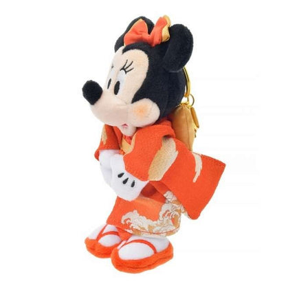 Japan Tokyo Disney Store Minnie Plush Toy Keychain Kimono Japan Original