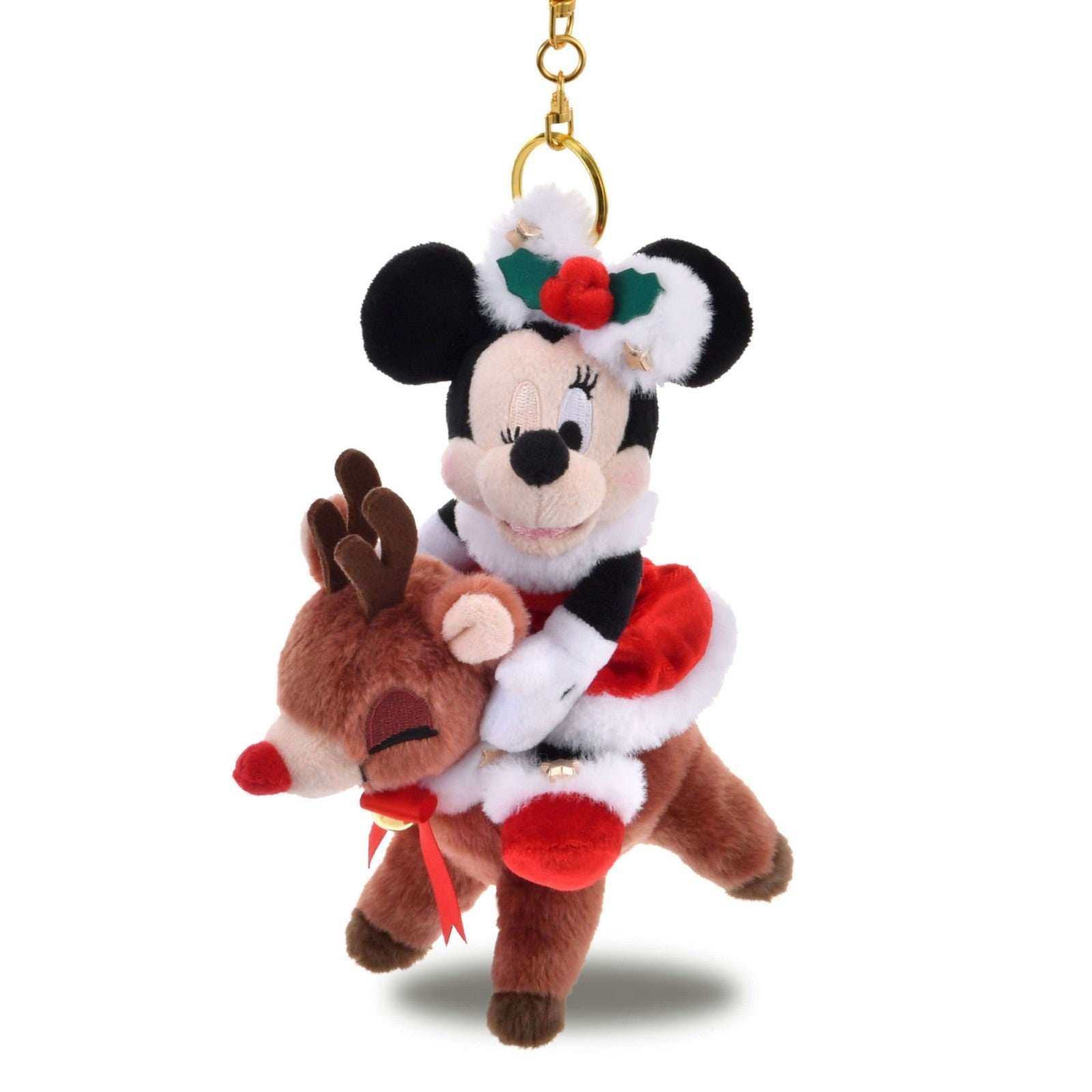 '+Japan Tokyo Disney Store Minnie Mouse Plush Toy Keychain Christmas
