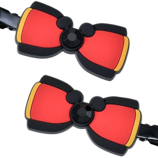 Japan Tokyo Disney Store Mickey Hair Clip Set Stones Ribbons MAEGAMI Hair Zakka